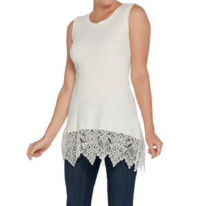 Kathleen Kirkwood Swing Cami Lace Hem Top Cream